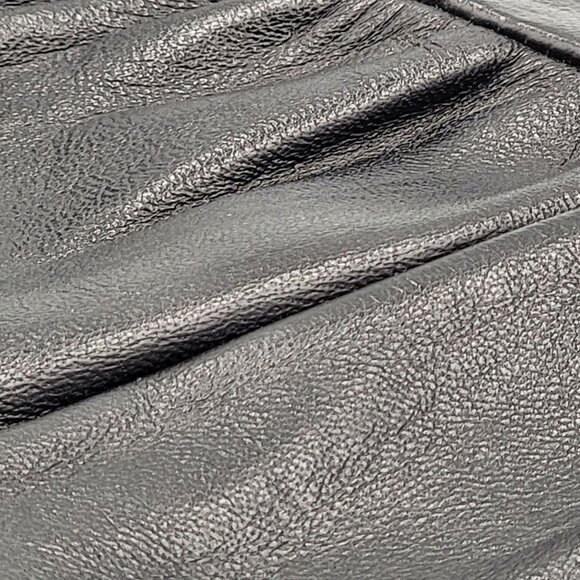 Vintage Black Leather Clutch Purse With Gold Chain Strap & Snap Closure By Ande - Picture 11 of 16